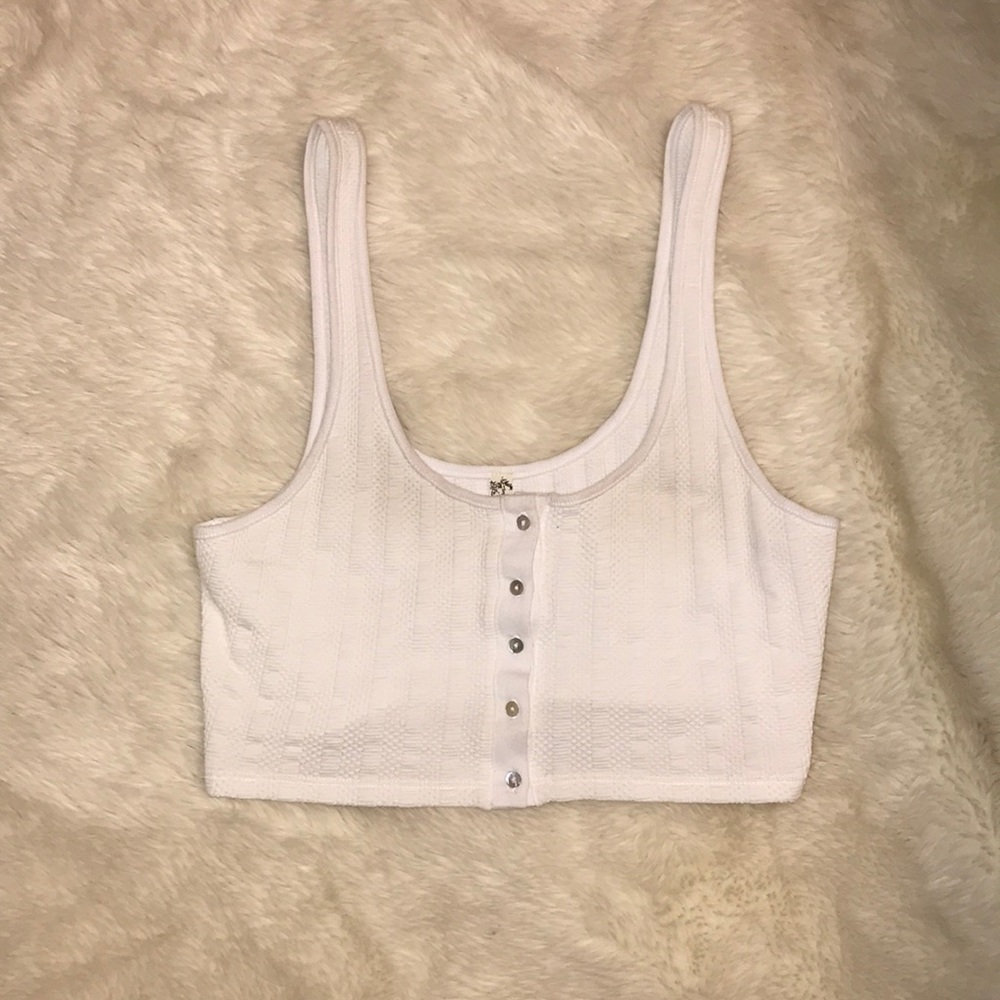 Free People crop button up top